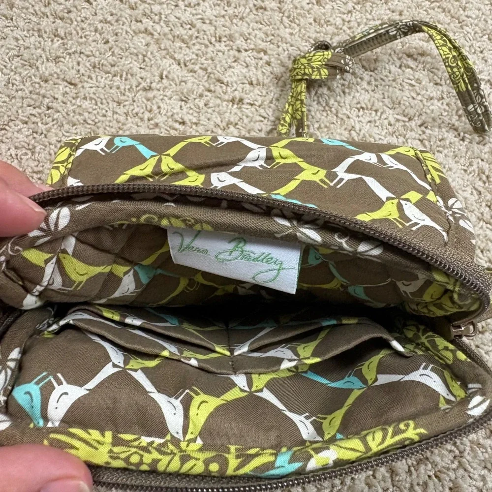 Vera Bradley Quilted Crossbody Bag Lime's Up Floral Bird‎ Pattern Small Purse